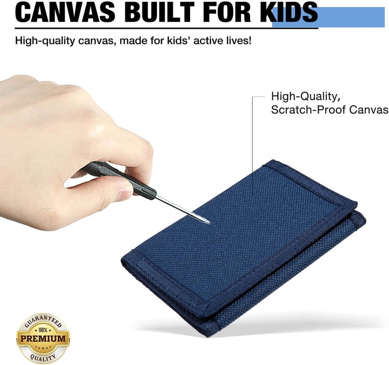 Amutta 3 Pieces RFID Canvas Wallet for Men - Teen Wallets for Boys with Magic Sticker, Nylon Wallet for Teen Boy with Coin Pocket, Boy Wallet for Kids Christmas/Birthday - Image 3